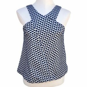 Anthropologie HD in Paris Black and White Geometric Tank Top | Size 6 (Small)